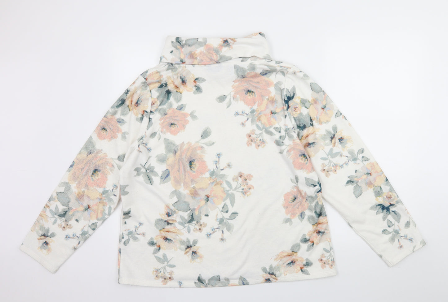 M&Co Womens White Floral  Pullover Sweatshirt Size 18