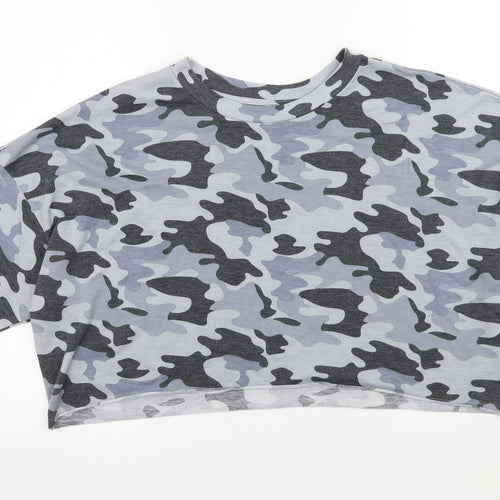 Tresics Womens Multicoloured Camouflage Jersey Cropped T-Shirt Size S