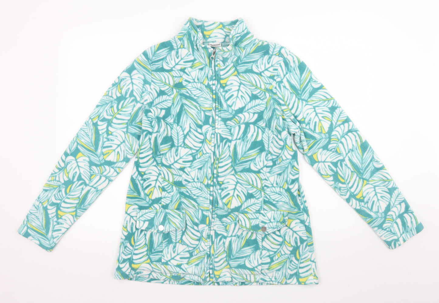 Damart Womens Green Floral Fleece Full Zip Sweatshirt Size 14