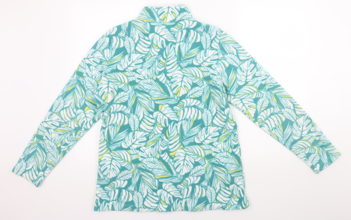 Damart Womens Green Floral Fleece Full Zip Sweatshirt Size 14