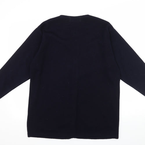 Akal Womens Blue Floral Knit Cardigan Jumper Size L