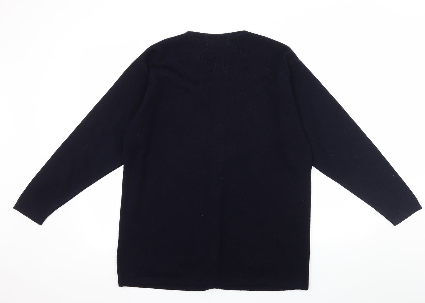 Akal Womens Blue Floral Knit Cardigan Jumper Size L