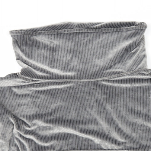Nutmeg Womens Grey Striped Velvet Top Pyjama Top Size 12  - Lounge