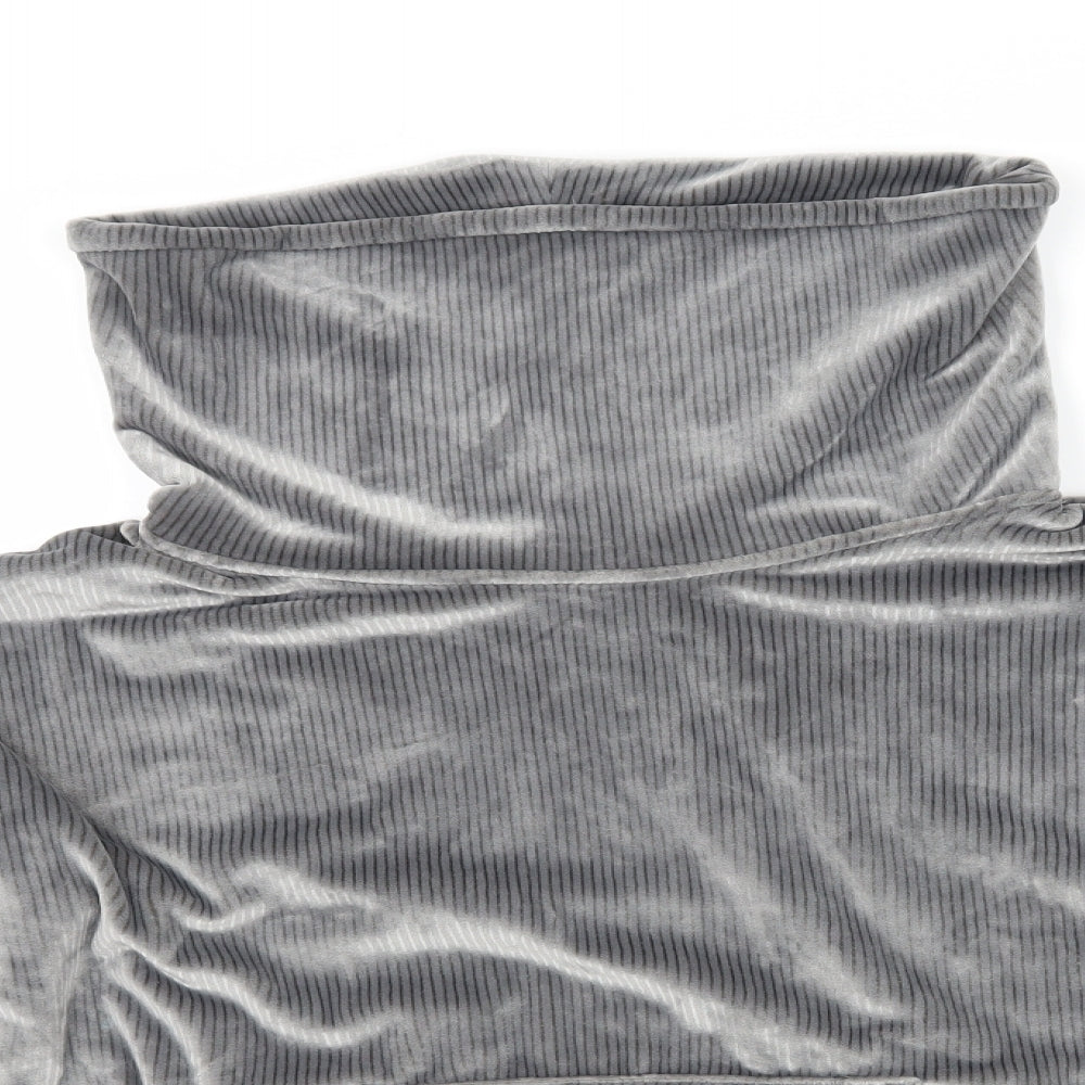 Nutmeg Womens Grey Striped Velvet Top Pyjama Top Size 12  - Lounge