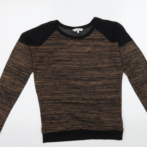 New Look Womens Brown Striped  Basic T-Shirt Size 8