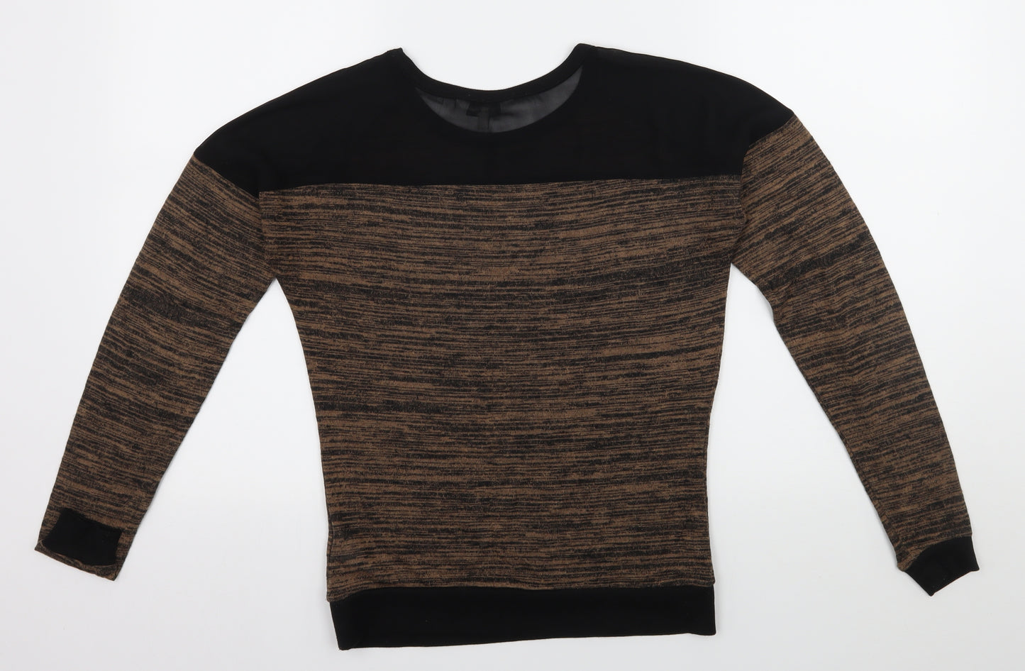 New Look Womens Brown Striped  Basic T-Shirt Size 8