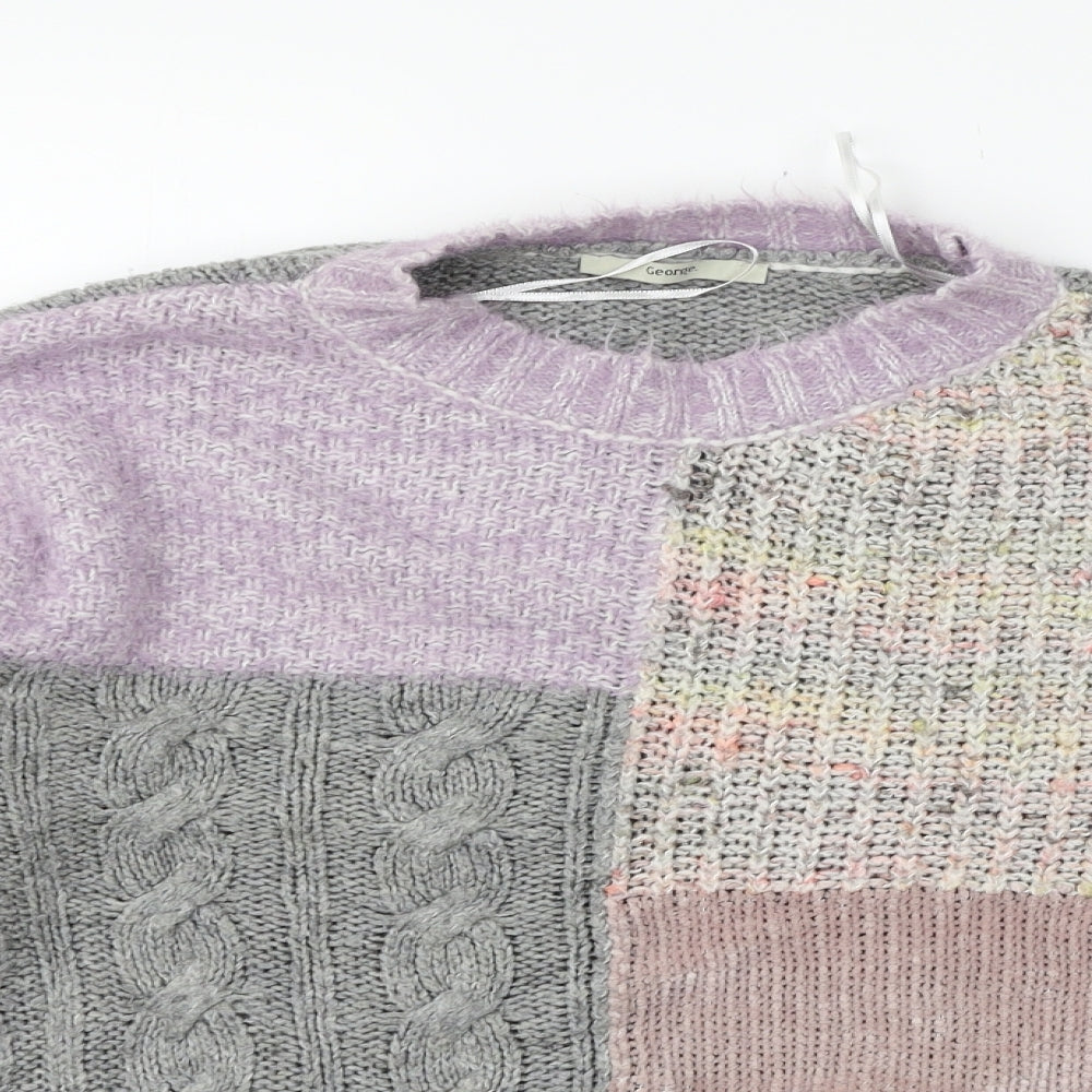 George Womens Grey Geometric  Pullover Jumper Size 10