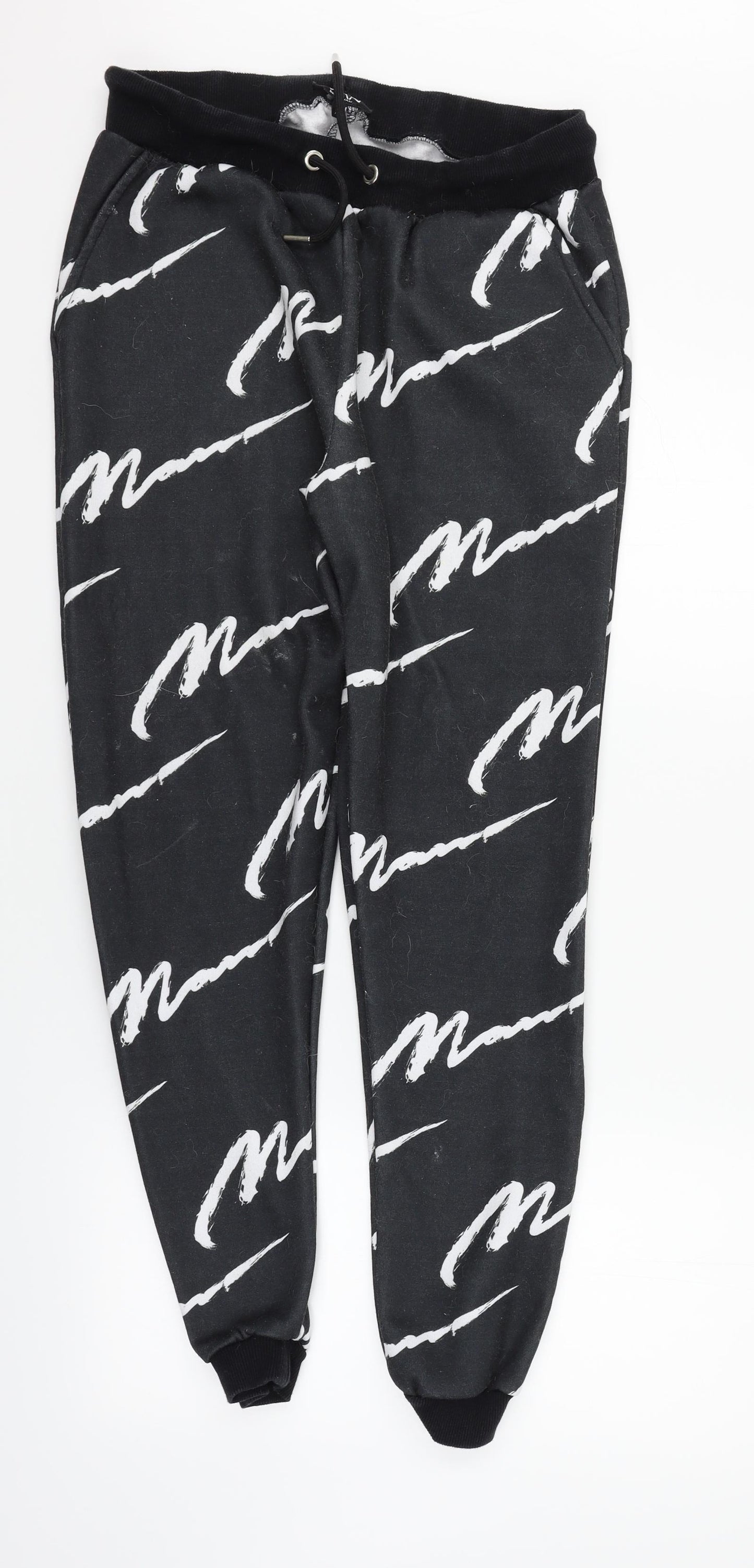 Boohoo Mens Black Geometric  Jogger Trousers Size XL L28 in