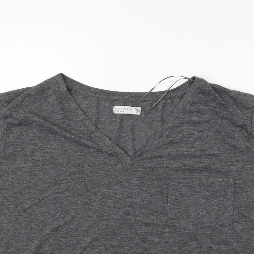 Papaya Womens Grey Houndstooth  Basic T-Shirt Size 20