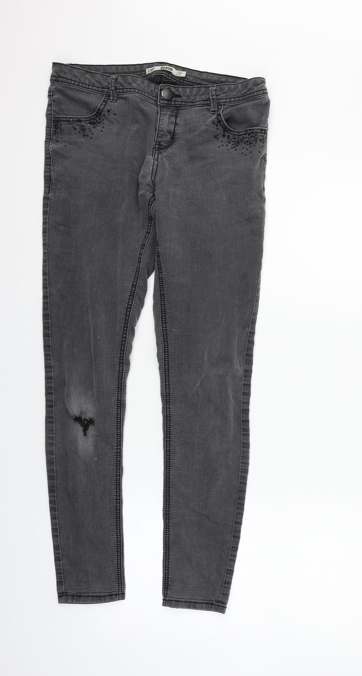 Dorothy Perkins Womens Grey Skinny Jeans Size 12 L26 in