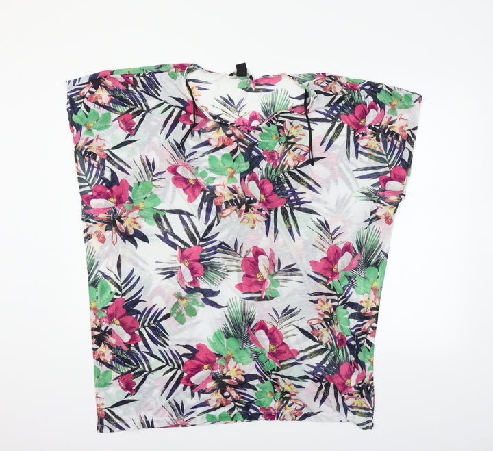 H&M Womens White Floral  T-Shirt Dress  Size M