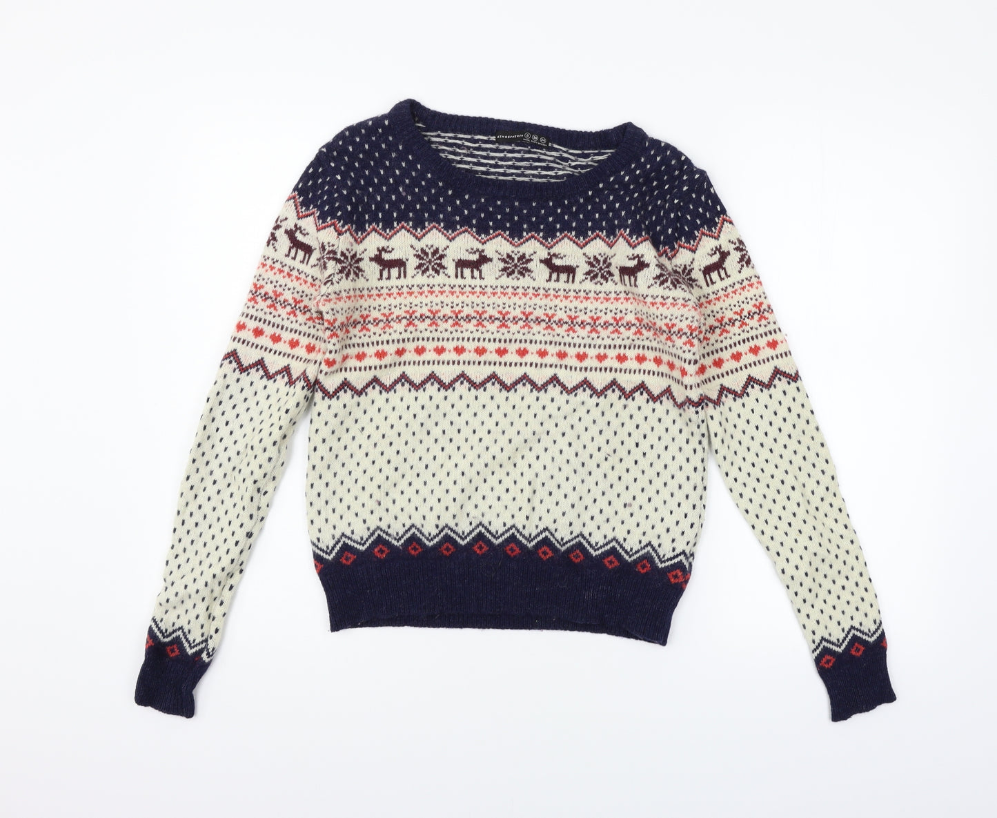 Atmosphere Womens Beige Geometric  Pullover Jumper Size 8