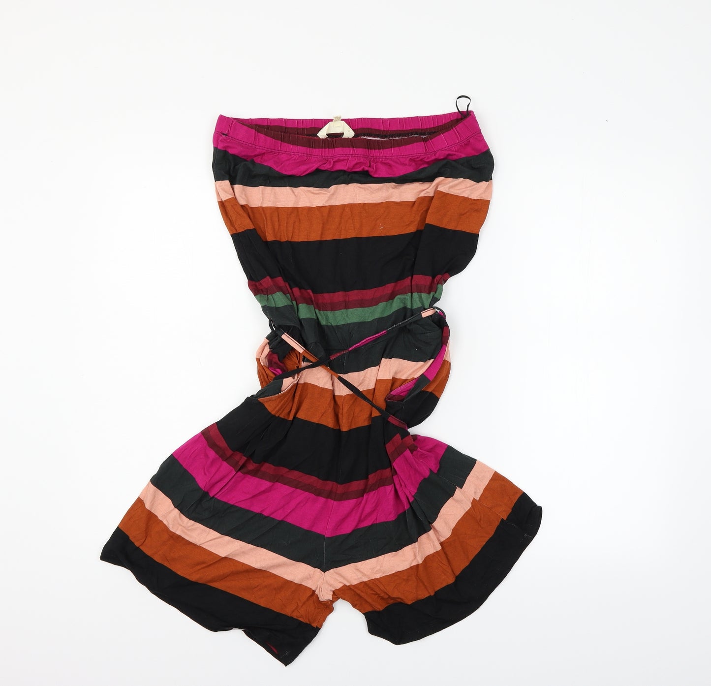 NEXT Womens Black Striped  Jumpsuit One-Piece Size 16 L15 in - BELTED