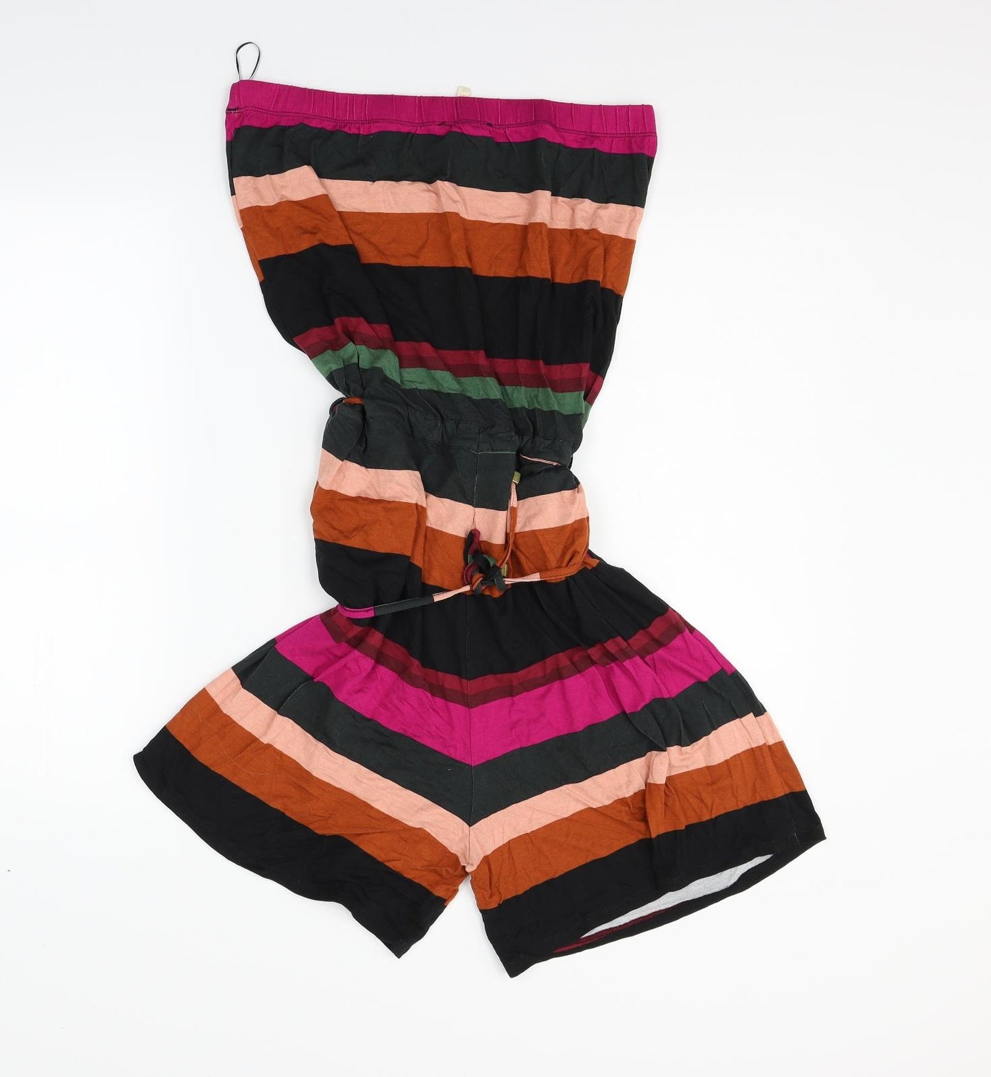 NEXT Womens Black Striped  Jumpsuit One-Piece Size 16 L15 in - BELTED