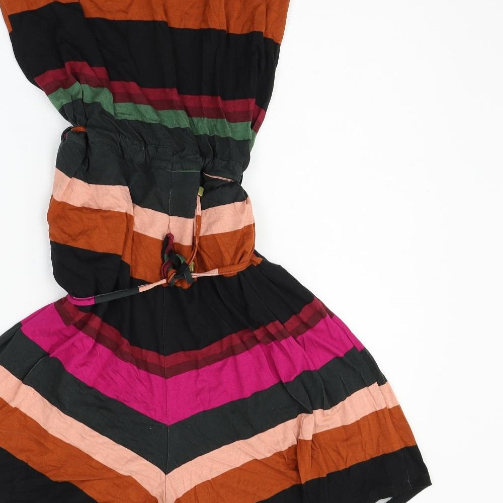 NEXT Womens Black Striped  Jumpsuit One-Piece Size 16 L15 in - BELTED
