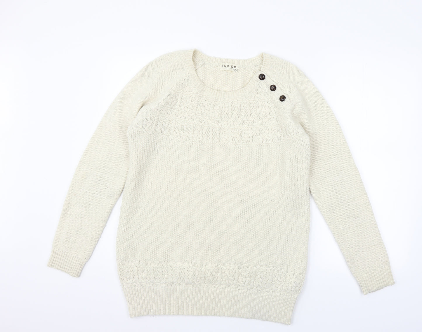 Marks and Spencer Womens Beige   Henley Jumper Size 12