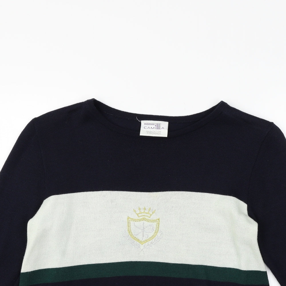 Camilla Womens Blue Striped  Pullover Jumper Size 14