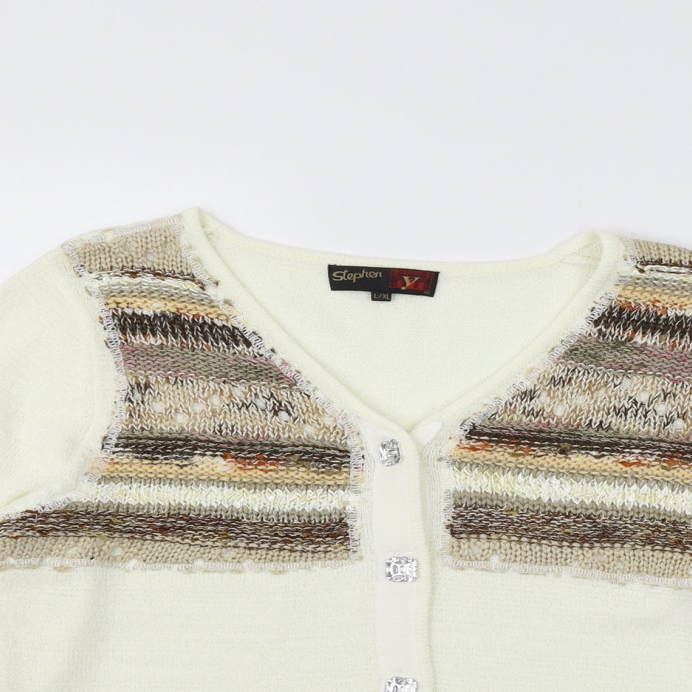 stephen Mens Beige   Cardigan Jumper Size L