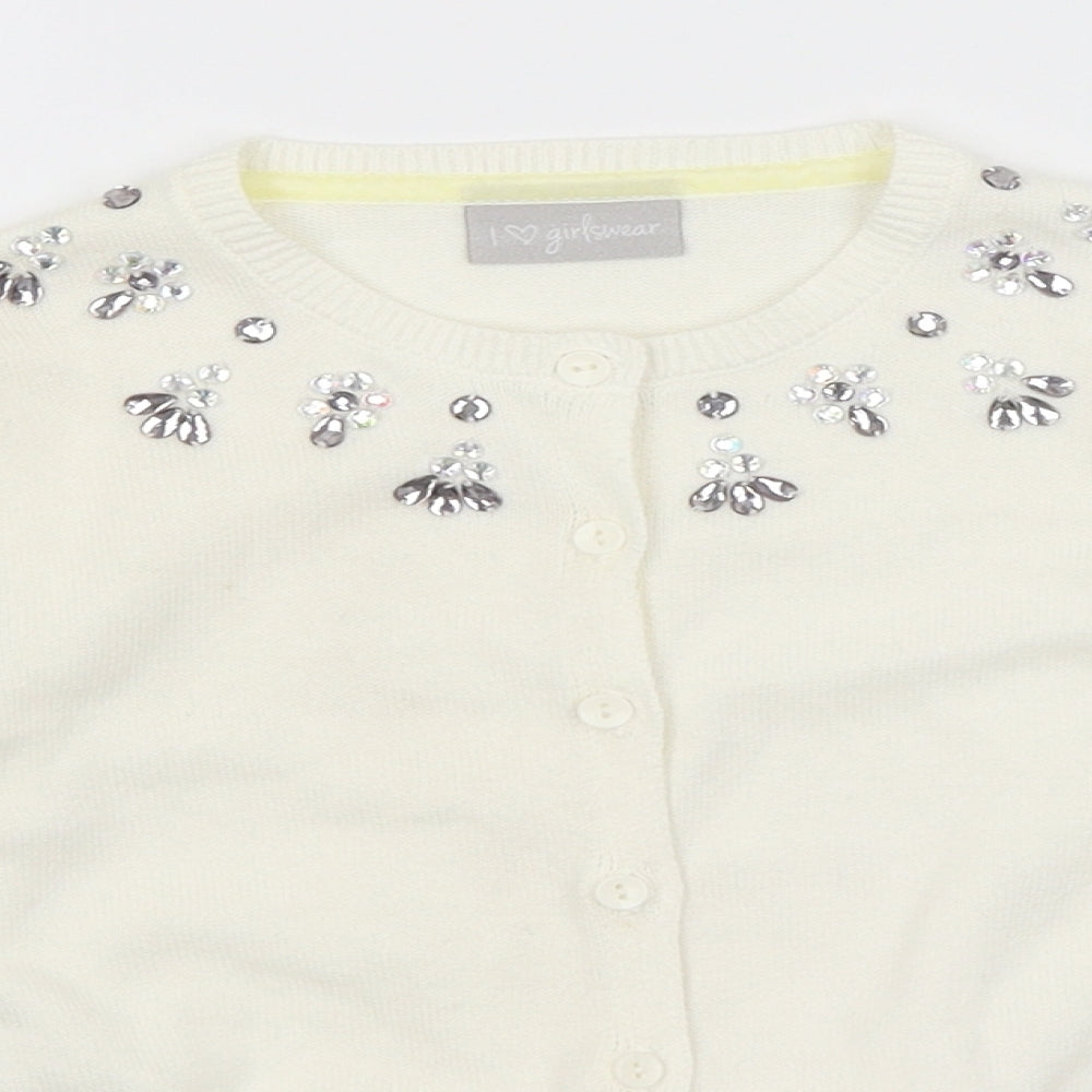 Matalan Girls White   Cardigan Jumper Size 6 Years