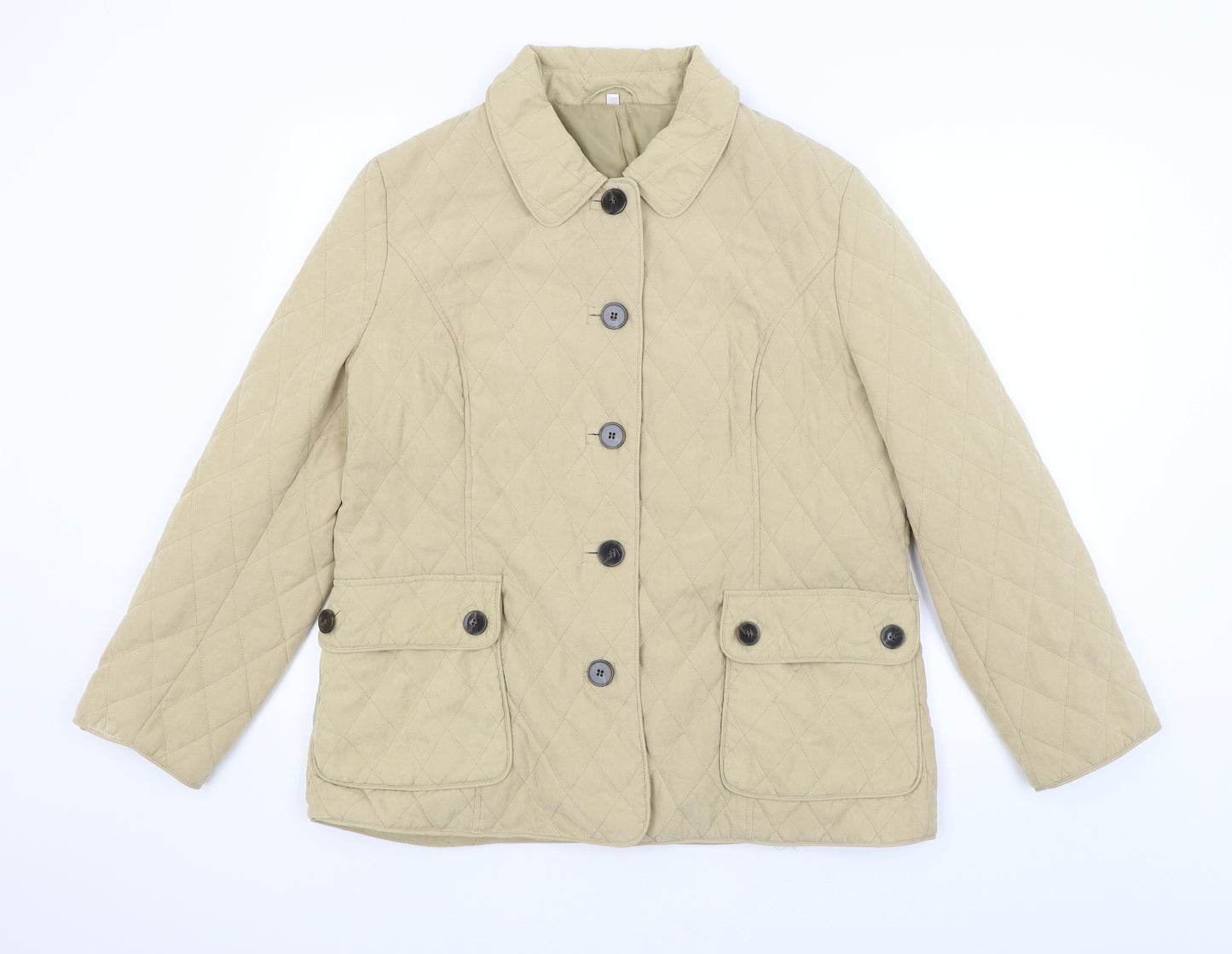 Preworn Womens Beige   Quilted Coat Size 18
