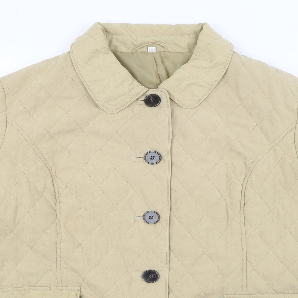 Preworn Womens Beige   Quilted Coat Size 18