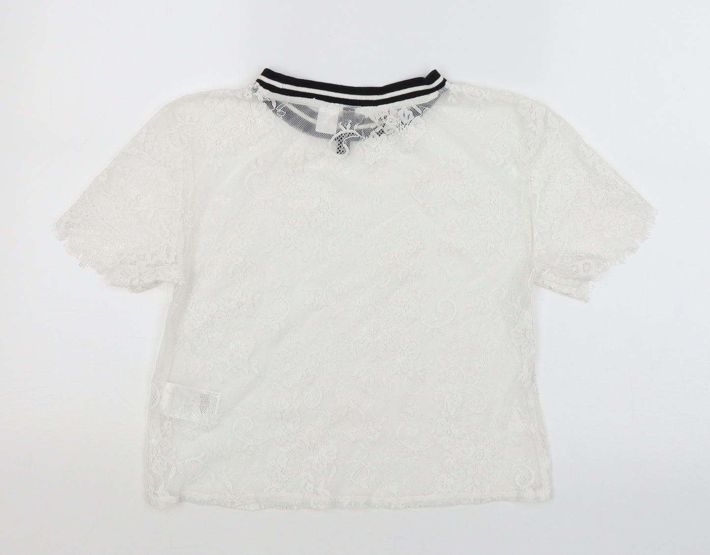 Divided Womens White Floral  Basic T-Shirt Size XS