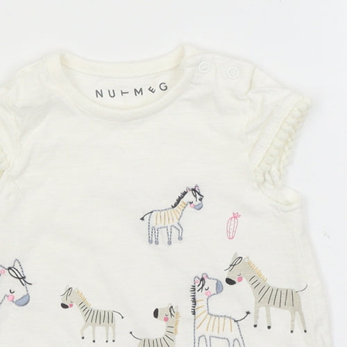 Nutmeg Baby White   Basic T-Shirt Size 3-6 Months  - Zebras