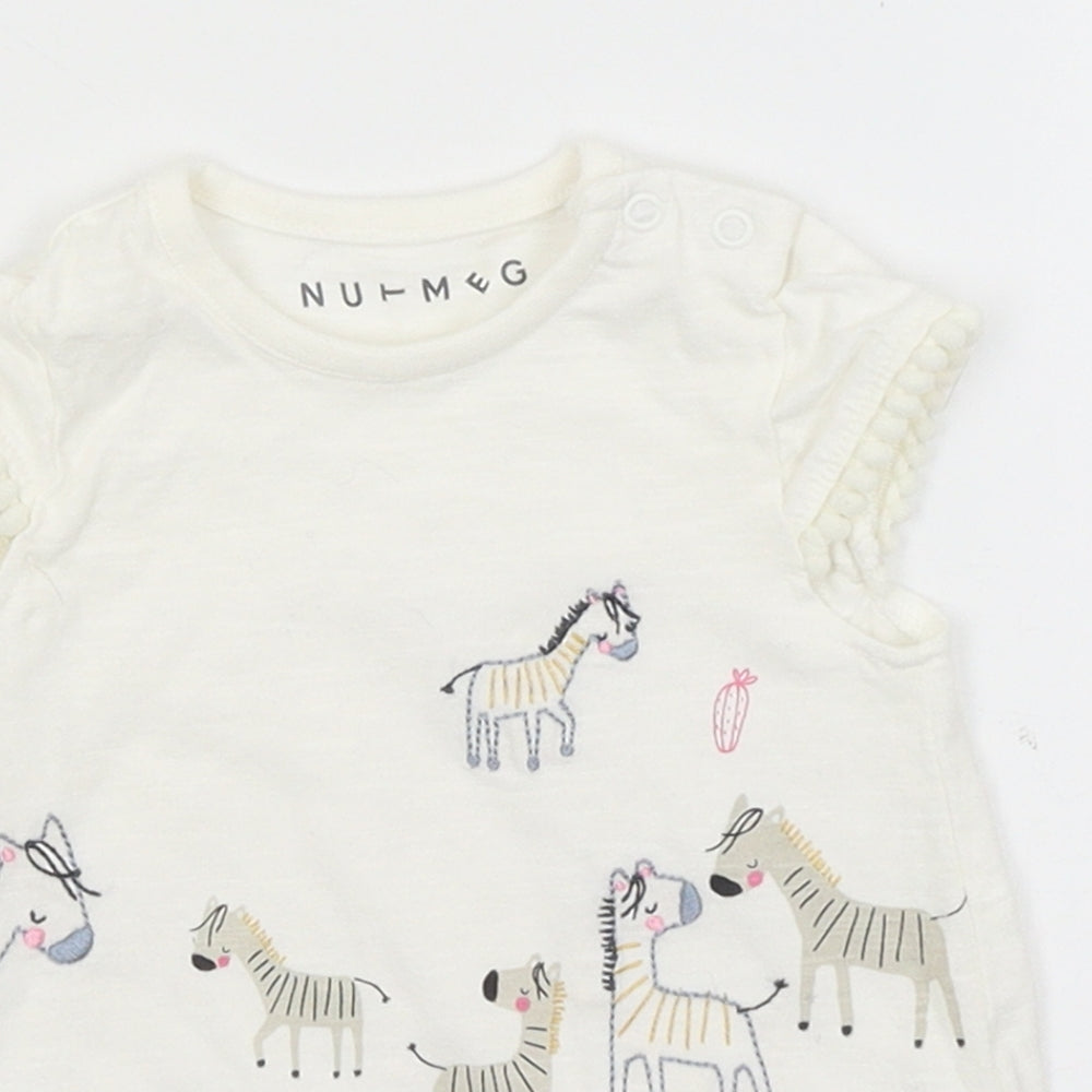 Nutmeg Baby White   Basic T-Shirt Size 3-6 Months  - Zebras