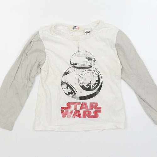 H&M Boys White   Basic T-Shirt Size 3-4 Years  - Star Wars