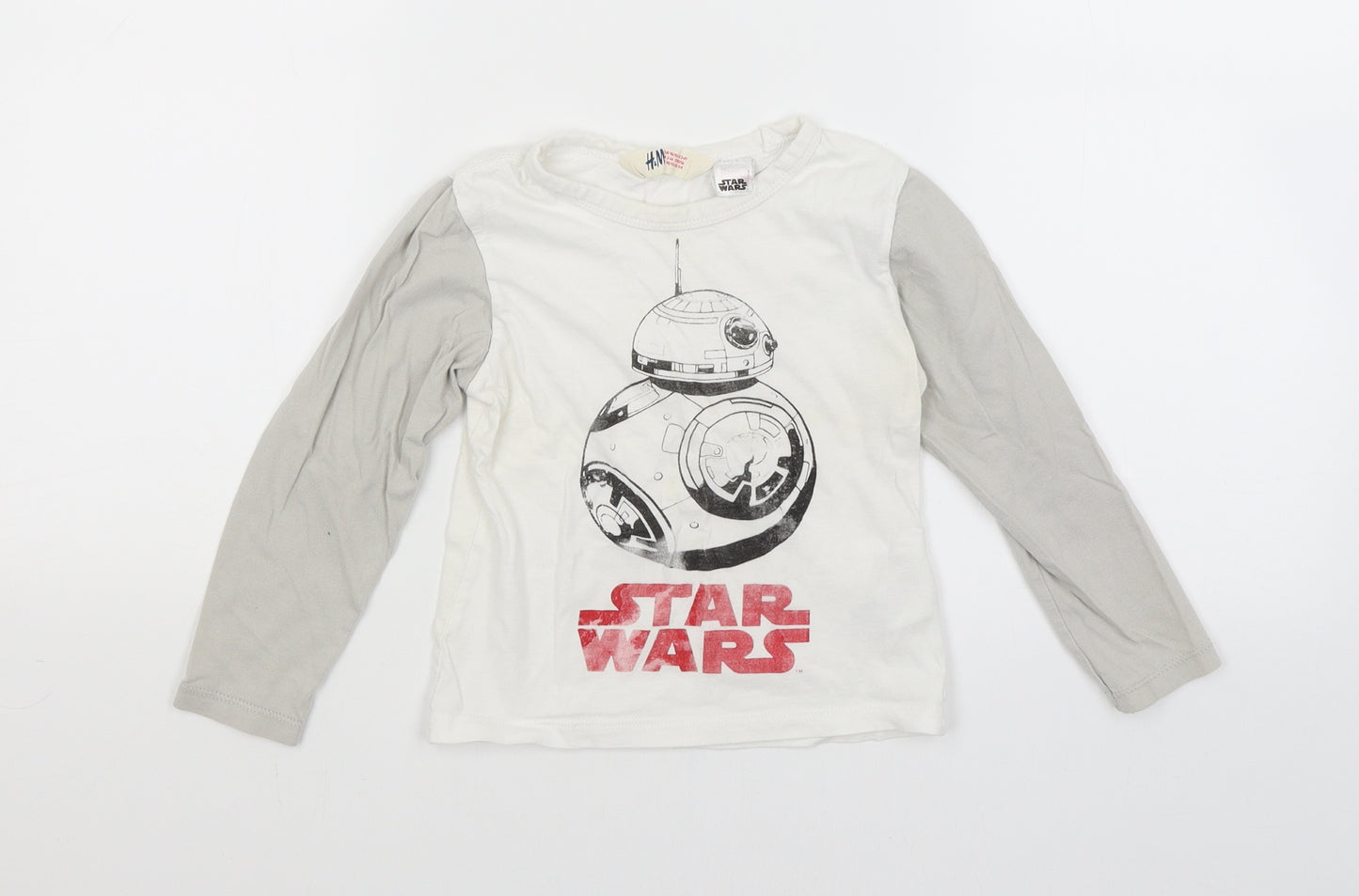 H&M Boys White   Basic T-Shirt Size 3-4 Years  - Star Wars