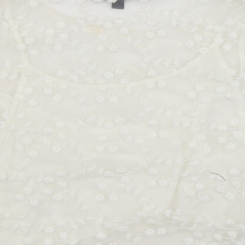 Topshop Womens White Floral  Basic T-Shirt Size 12
