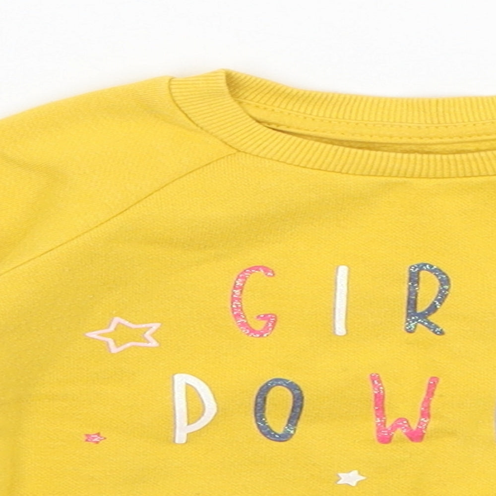 Primark Baby Yellow   Pullover Jumper Size 9-12 Months  - Girl Power