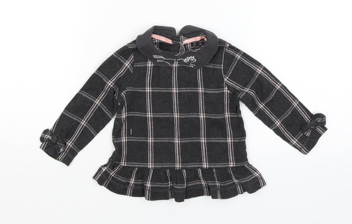 F&F Baby Black Check  Basic T-Shirt Size 6-9 Months