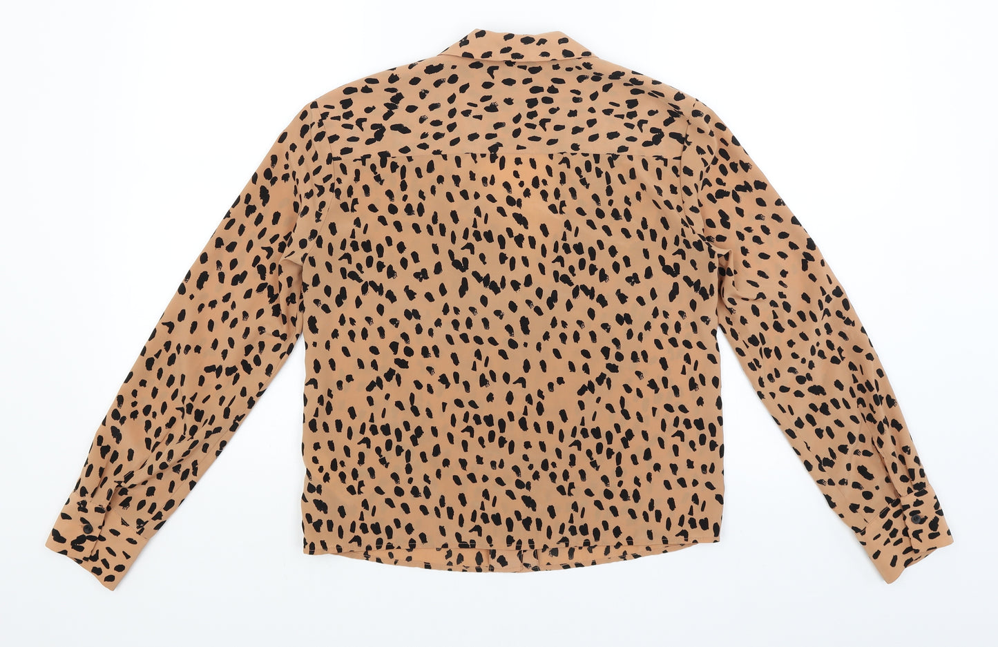 Topshop Womens Orange Animal Print  Basic Button-Up Size 6
