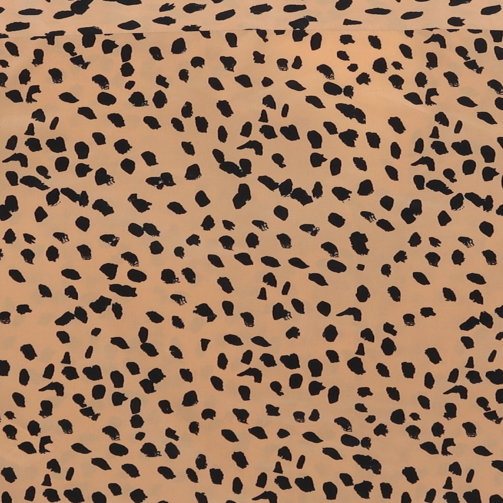 Topshop Womens Orange Animal Print  Basic Button-Up Size 6