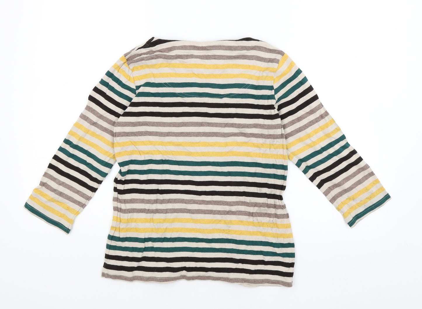 Maine Womens Beige Striped  Basic T-Shirt Size 14