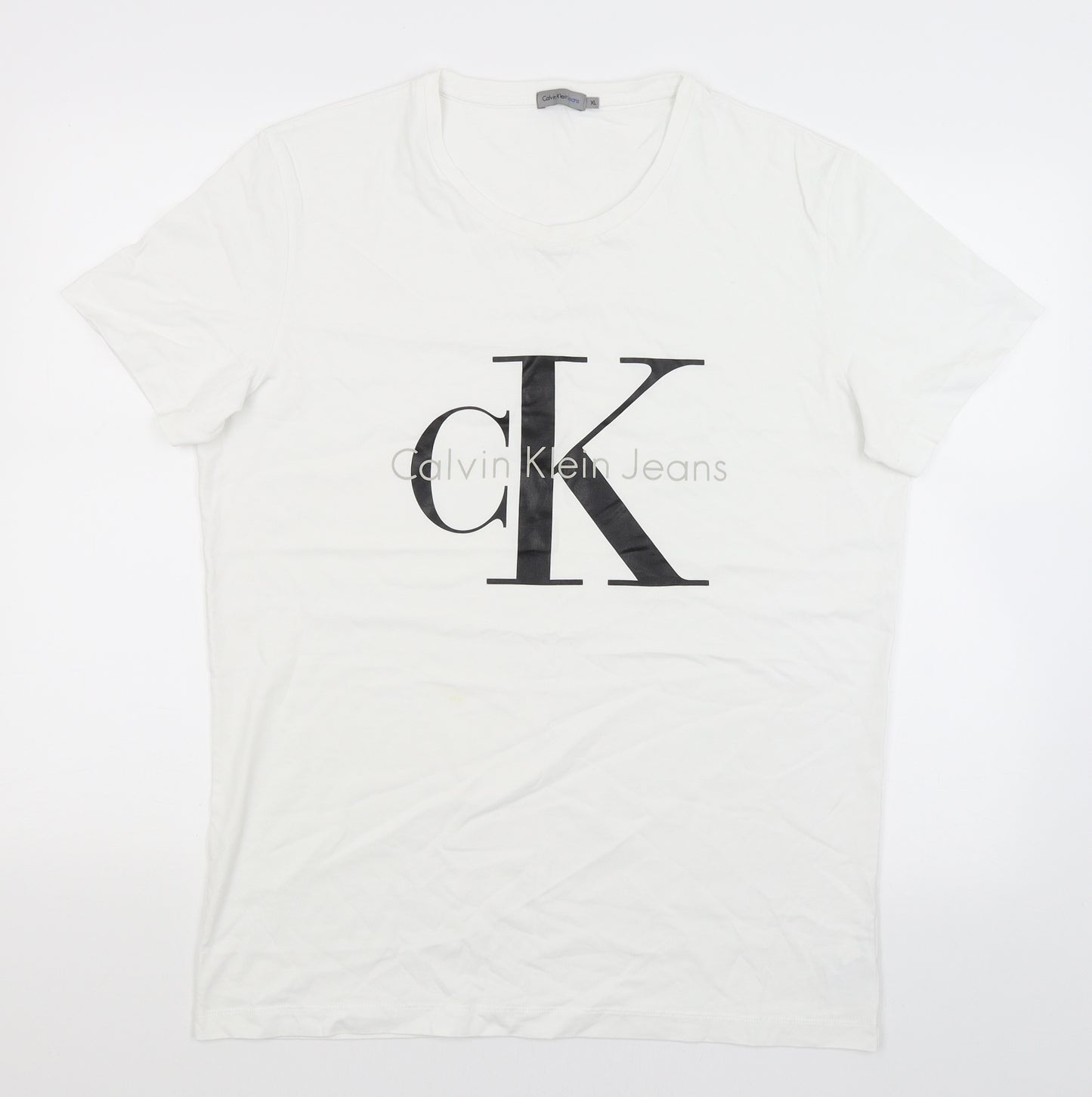 Calvin Klein Jeans Mens White    T-Shirt Size XL