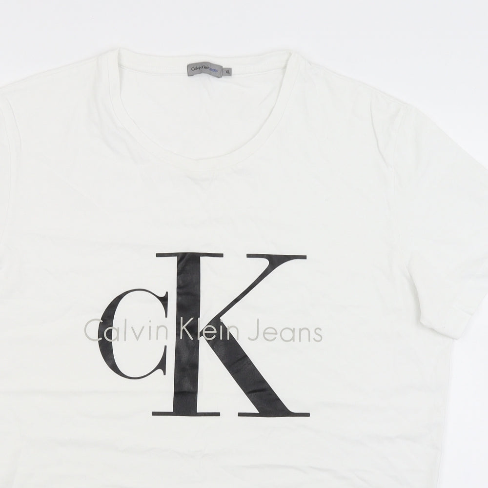 Calvin Klein Jeans Mens White    T-Shirt Size XL