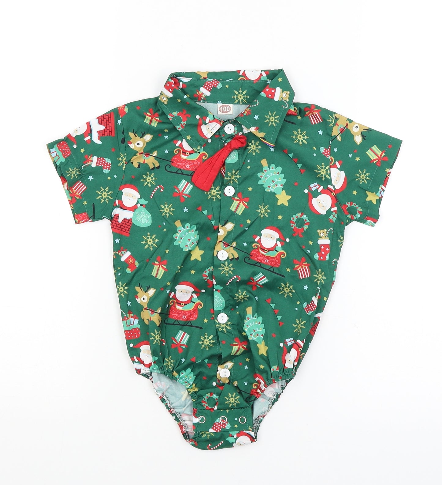 Preworn Girls Green   Bodysuit One-Piece Size 3-4 Years  - Christmas