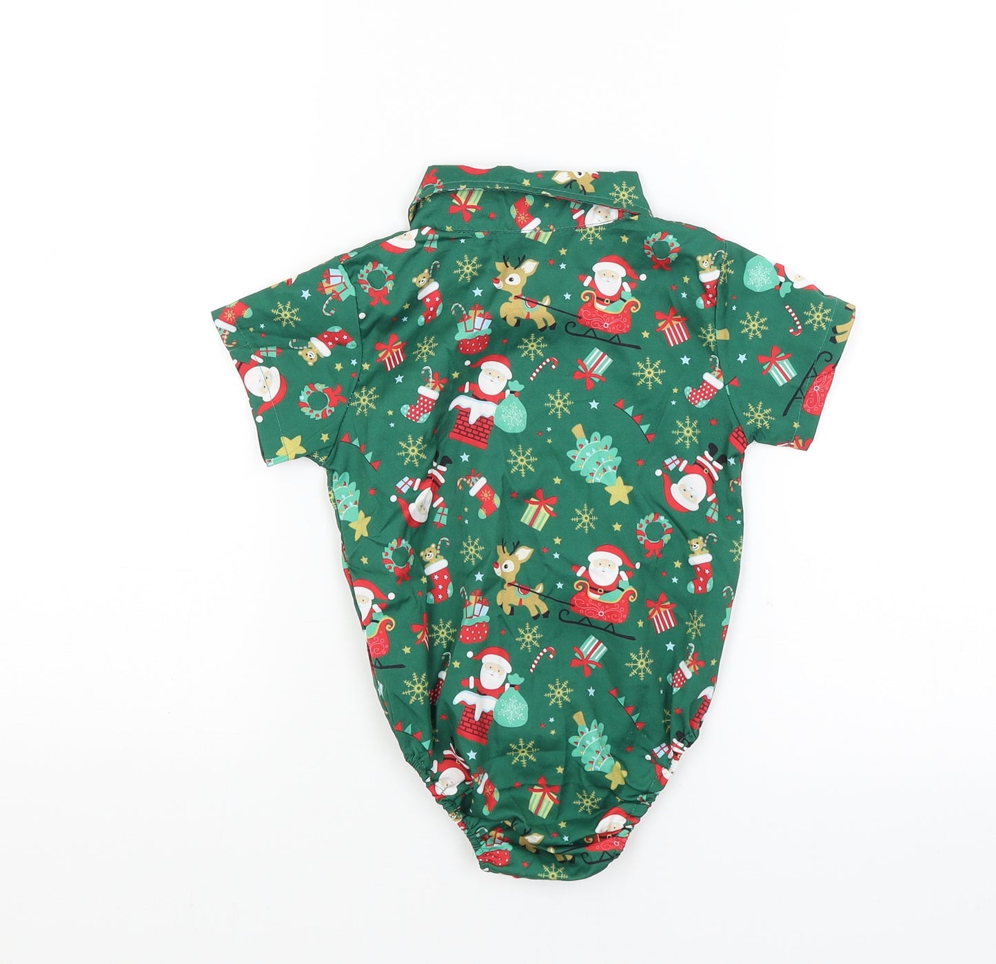 Preworn Girls Green   Bodysuit One-Piece Size 3-4 Years  - Christmas