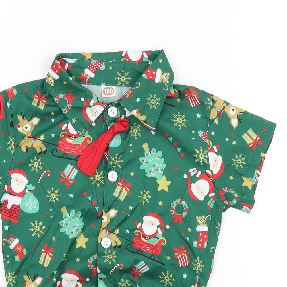 Preworn Girls Green   Bodysuit One-Piece Size 3-4 Years  - Christmas