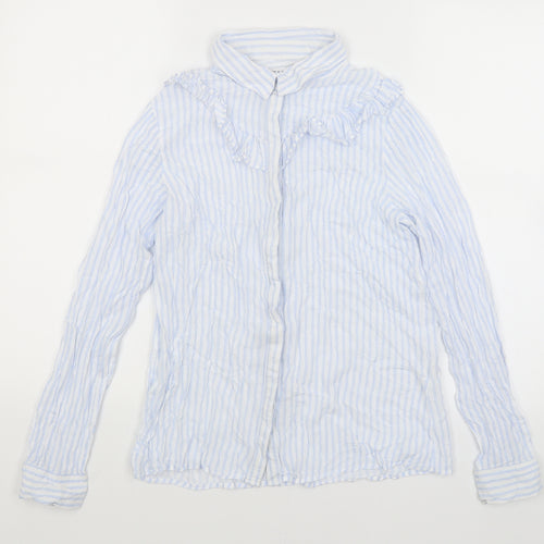 Pull & Bear Womens Blue Striped  Basic Button-Up Size M