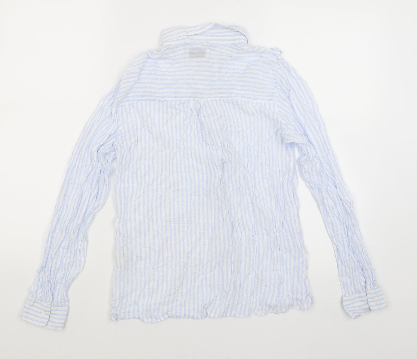 Pull & Bear Womens Blue Striped  Basic Button-Up Size M