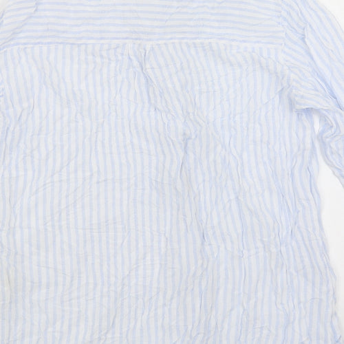 Pull & Bear Womens Blue Striped  Basic Button-Up Size M