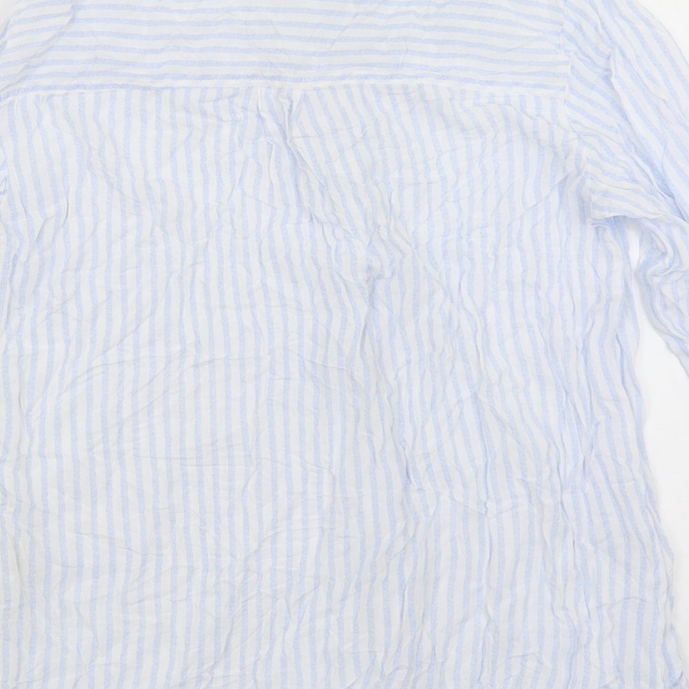 Pull & Bear Womens Blue Striped  Basic Button-Up Size M