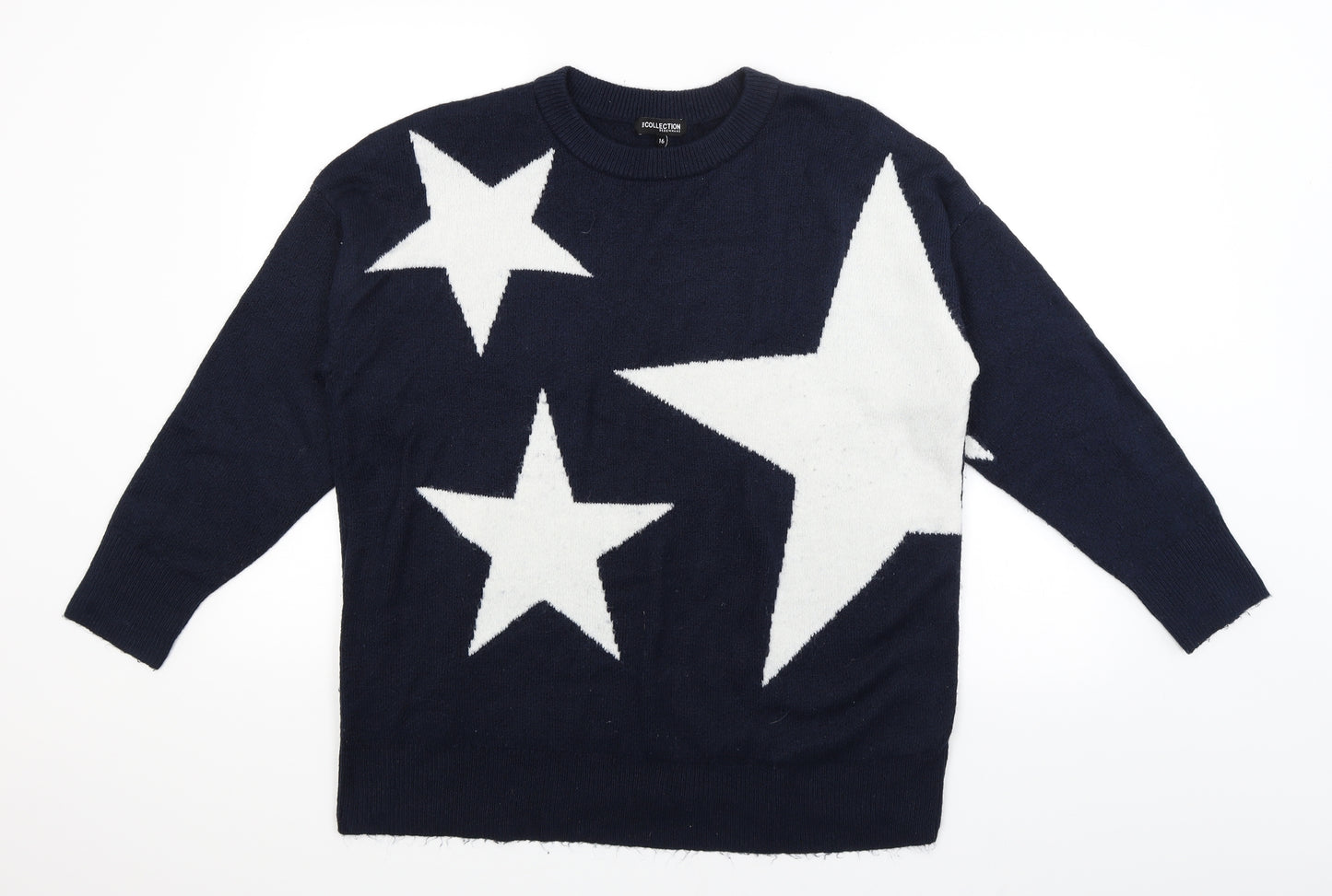 Collection Womens Blue   Pullover Jumper Size 16  - Stars