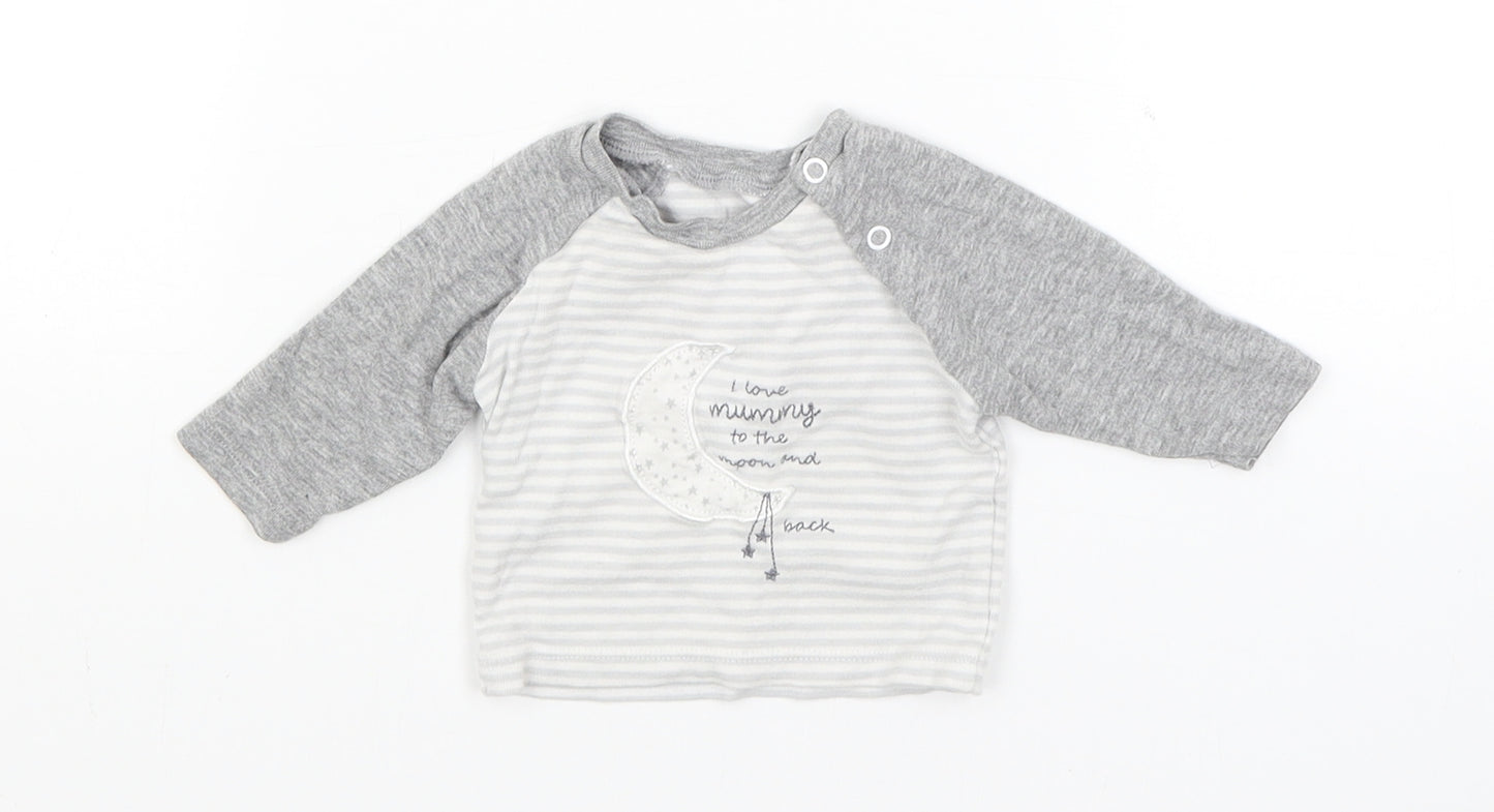 Matalan Baby Grey Striped  Basic T-Shirt Size Newborn  - I love Mummy