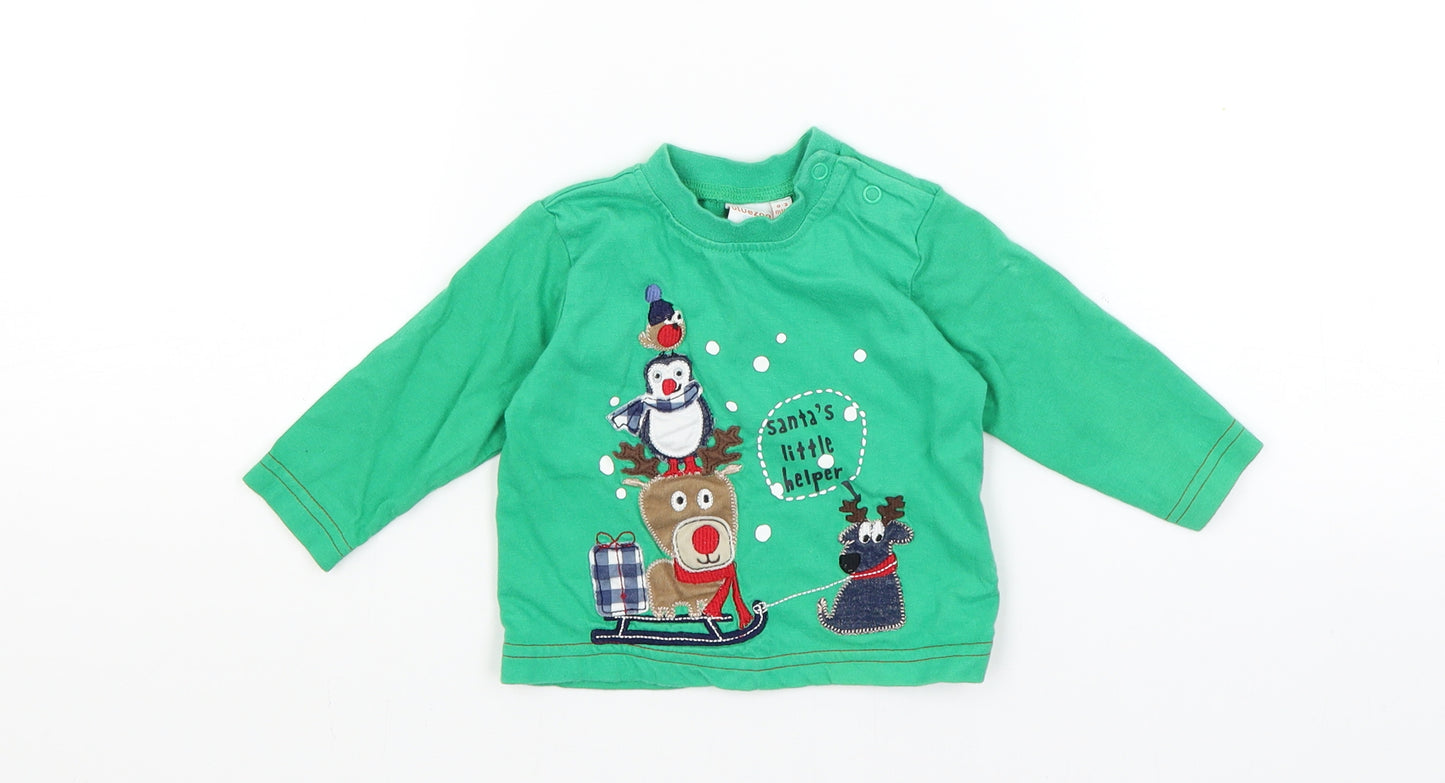 Blue Zoo Baby Green   Basic T-Shirt Size 0-3 Months  - Christmas