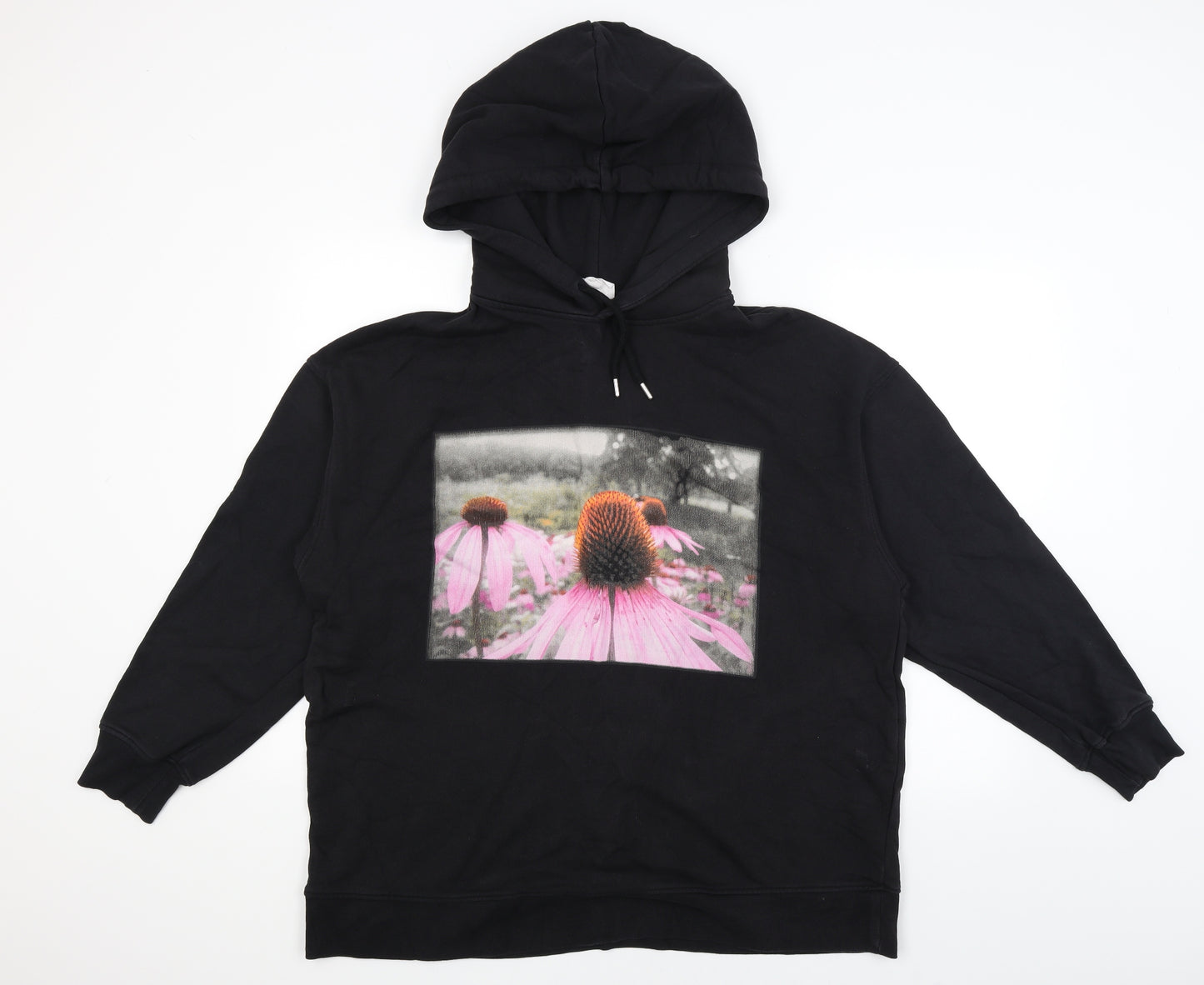 H&M Womens Black   Pullover Hoodie Size M  - Flowers
