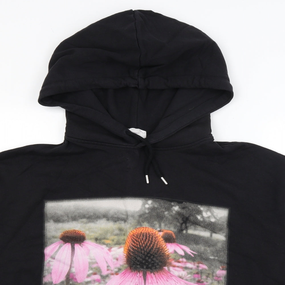 H&M Womens Black   Pullover Hoodie Size M  - Flowers